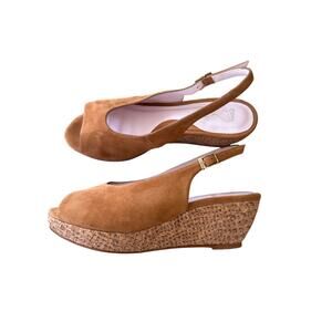Sole Bliss Zena Sandals Brown Suede Wedge Heel Size 7 Comfort